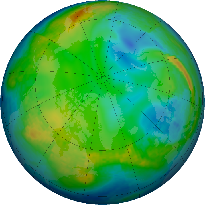 Arctic ozone map for 08 December 2003